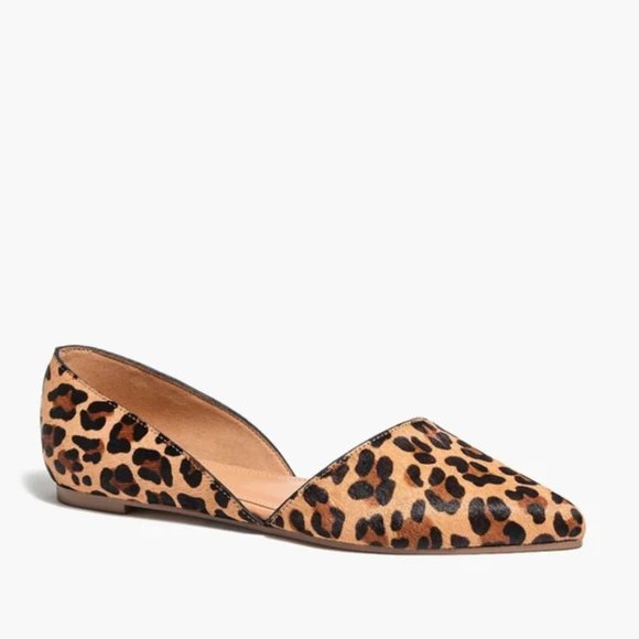 J.Crew Zoe Leopard Calf Hair d’Orsay Flats Size 10